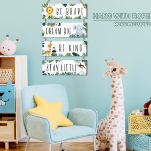 UBTKEY Safari Nursery Decor for Boys, Safari Animals Wall Decor for Boys Nursery Room Bedroom, 4 Pieces Inspirational Wall Art Wall Decorations for Boys Room Classroom Bedroom