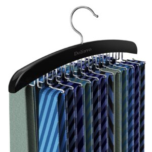 upgraded tie rack tie hanger 24 hooks wooden tie organizer, space saving tank top hanger,belt organizer for closet,bra organizer with 360°rotating