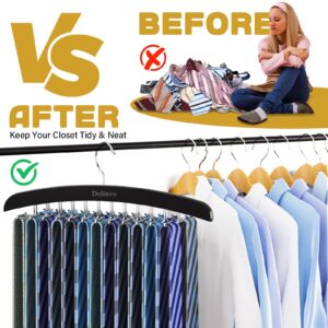 Upgraded Tie Rack Tie Hanger 24 Hooks Wooden Tie Organizer, Space Saving Tank Top Hanger,Belt Organizer for Closet,Bra Organizer with 360°Rotating