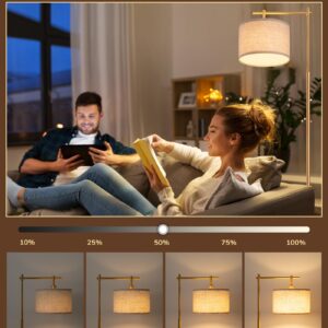 EDISHINE Dimmable Floor Lamp, Standing Lamp with Remote Control, E26 Socket, ACR Floor Lamp with Beige Shade for Bedroom, Living Room, Office, LED Bulb Included (Modern-Gold)