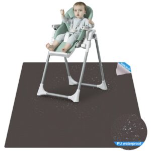splat mat for under high chair - 51in pu waterproof si anti-slip multipurpose splash mat, washable high chair mat floor protection table cloth portable picnic play mat, grey