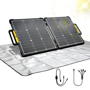 togo power portable solar panel for power station - efficient, waterproof solar cell charger with reflective mat - foldable & adjustable 100w bifacial solar panel bracket for home & outdoor adventure