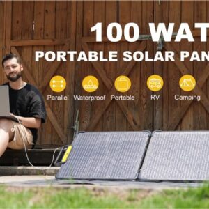 Togo POWER Portable Solar Panel for Power Station - Efficient, Waterproof Solar Cell Charger with Reflective Mat - Foldable & Adjustable 100W Bifacial Solar Panel Bracket for Home & Outdoor Adventure