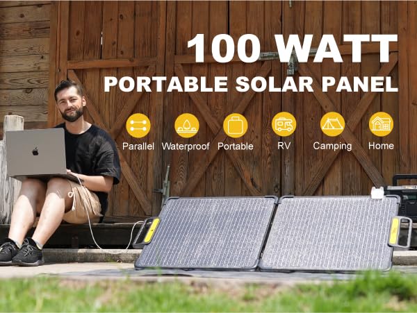 Togo POWER Portable Solar Panel for Power Station - Efficient, Waterproof Solar Cell Charger with Reflective Mat - Foldable & Adjustable 100W Bifacial Solar Panel Bracket for Home & Outdoor Adventure