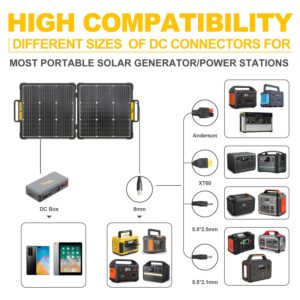 Togo POWER Portable Solar Panel for Power Station - Efficient, Waterproof Solar Cell Charger with Reflective Mat - Foldable & Adjustable 100W Bifacial Solar Panel Bracket for Home & Outdoor Adventure