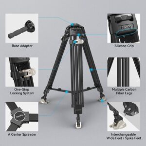SmallRig FreeBlazer Heavy-Duty Carbon Fiber Tripod, 72" Video Bowl Tripod with One-Step Locking System, Load up to 55 lbs, for Camera, Camcorder-4167