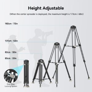 SmallRig FreeBlazer Heavy-Duty Carbon Fiber Tripod, 72" Video Bowl Tripod with One-Step Locking System, Load up to 55 lbs, for Camera, Camcorder-4167