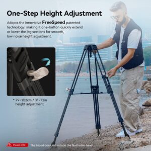 SmallRig FreeBlazer Heavy-Duty Carbon Fiber Tripod, 72" Video Bowl Tripod with One-Step Locking System, Load up to 55 lbs, for Camera, Camcorder-4167