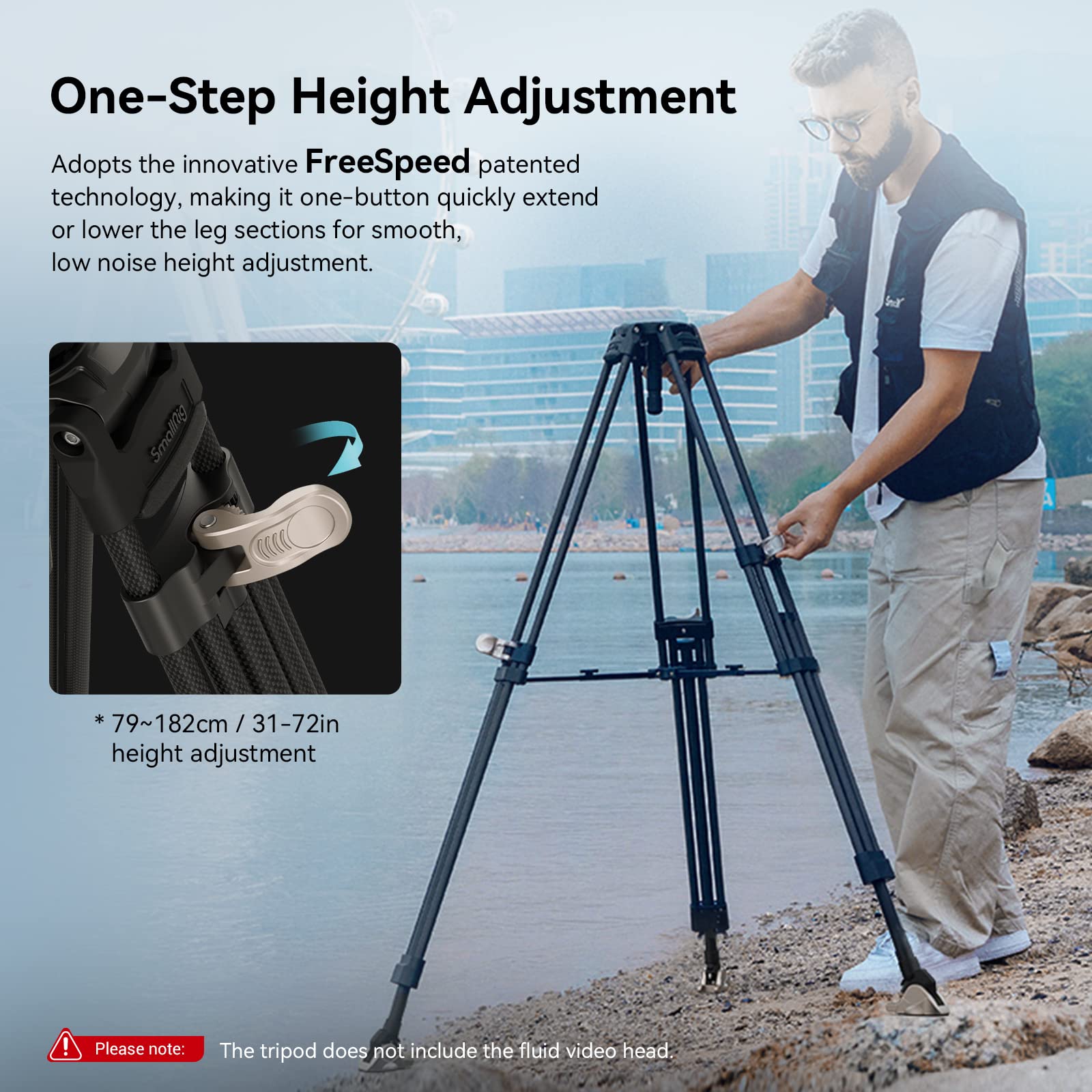 SmallRig FreeBlazer Heavy-Duty Carbon Fiber Tripod, 72" Video Bowl Tripod with One-Step Locking System, Load up to 55 lbs, for Camera, Camcorder-4167