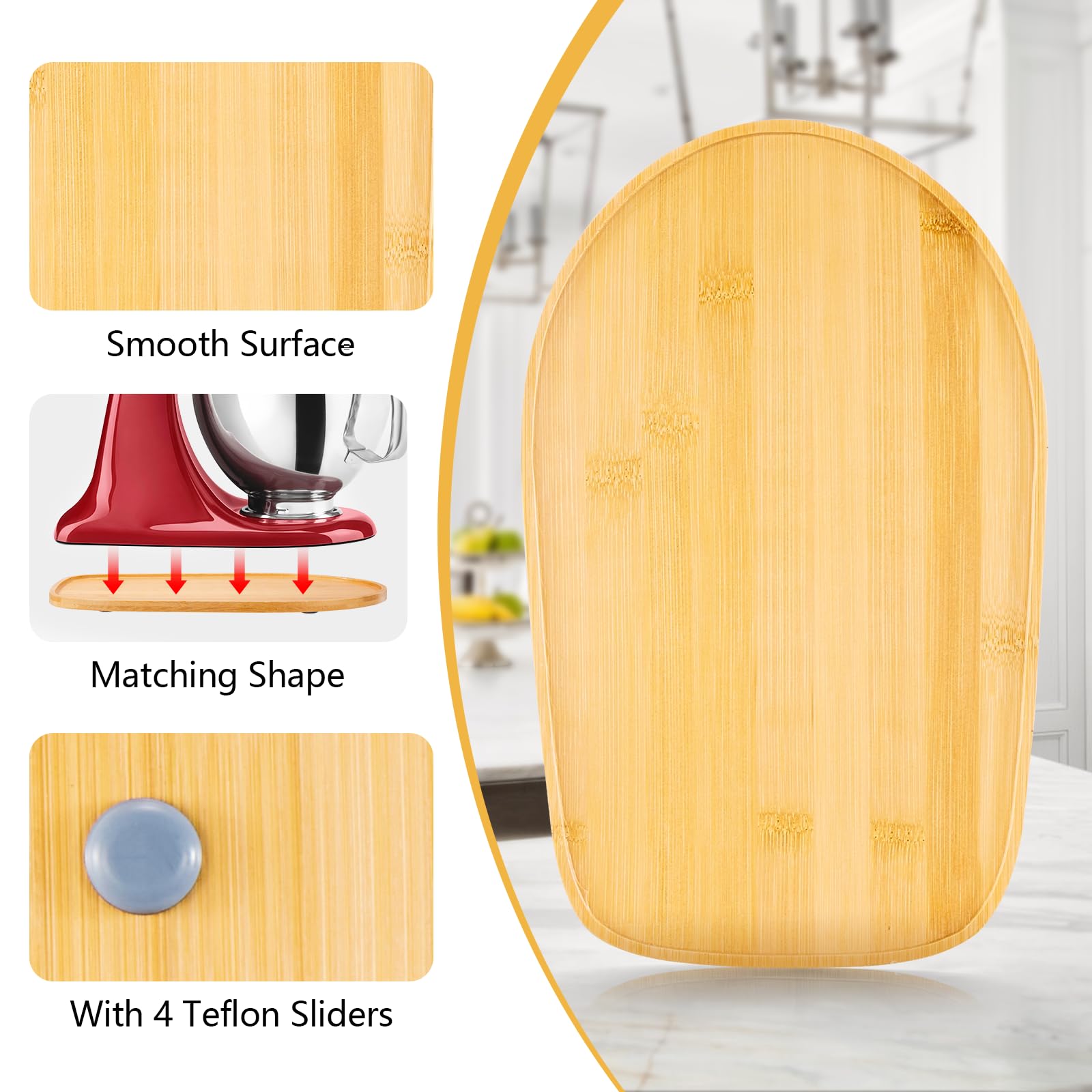 Mixer Mat Slider for KitchenAid 4.5-5 Qt Tilt Head Stand Mixer - Bamboo Kitchen Appliance Sliding Tray Mixer Mover Slider Board Compatible with Kitchen aid 4.5-5 Qt Stand Mixer, KitchenAid Artisan