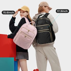 LOVEVOOK Laptop Backpack Women Teacher Backpack,15.6 Inch Laptop Bag with USB Port,Waterproof Daypack for Work Travel Pink