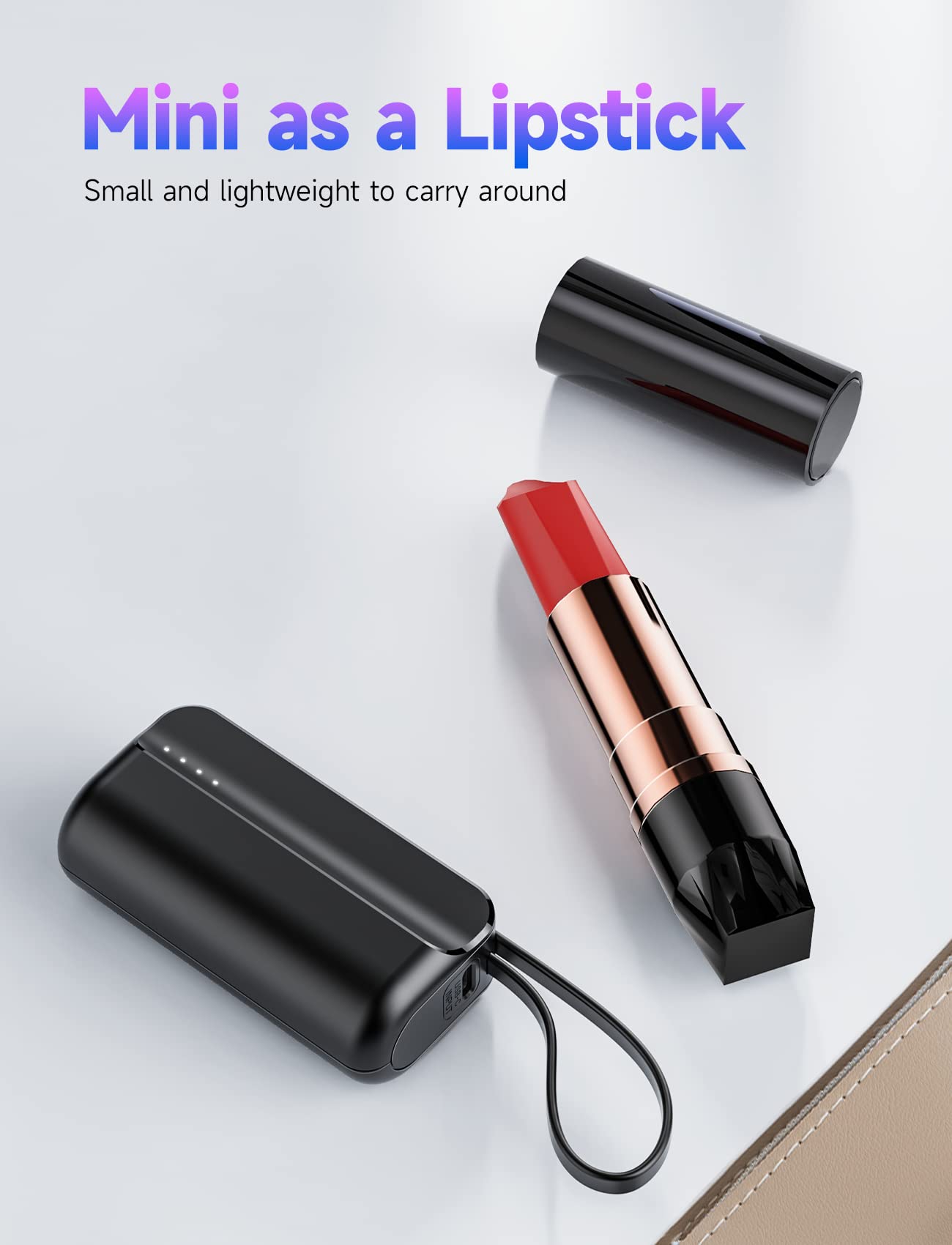 Tiitarn Small Portable Charger, 5000mAh Foldable Power Bank Built in Stand Mini Battery Pack Charger Compatible with i-Phone 14/13/13 Pro Max/12/11/XS/XR/X/8/7(Not USB-C)