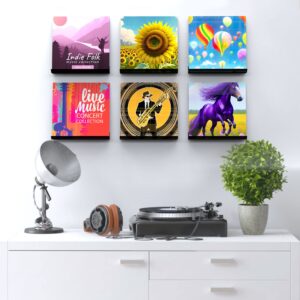 MyLifeUNIT Vinyl Record Wall Mount, 12 Inch Black Acrylic Record Shelf, 6 Pack Vinyl Record Wall Display Holder for Daily LP Listening