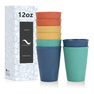 pyrmont wheat straw cups-8 pack plastic cups reusable,12 oz unbreakable kid cups,tumbler cups for kitchen,drinking cups, small water cups,plastic cups dishwasher safe & bpa free