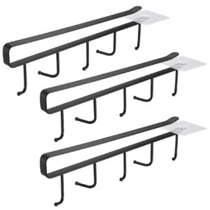 3 pcs mug hooks under cabinet, coffee mug cup holder rack under shelf, 5 hooks under closet adhesive hanger cups storage racks, hanging cups drying hooks for kitchen bar utensils under cabinet