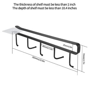 3 Pcs Mug Hooks Under Cabinet, Coffee Mug Cup Holder Rack Under Shelf, 5 Hooks Under Closet Adhesive Hanger Cups Storage Racks, Hanging Cups Drying Hooks for Kitchen Bar Utensils Under Cabinet