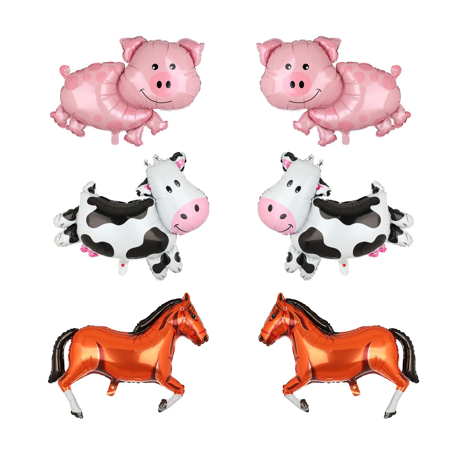 Farm Animal Foil Balloons Pig Cow Horse Donkey Shaped Mylar Balloon for Farm Animals Theme Birthday Party Supplies Decorations