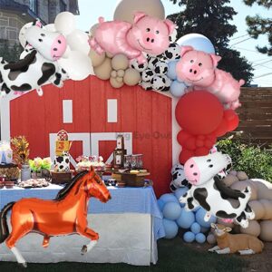 Farm Animal Foil Balloons Pig Cow Horse Donkey Shaped Mylar Balloon for Farm Animals Theme Birthday Party Supplies Decorations