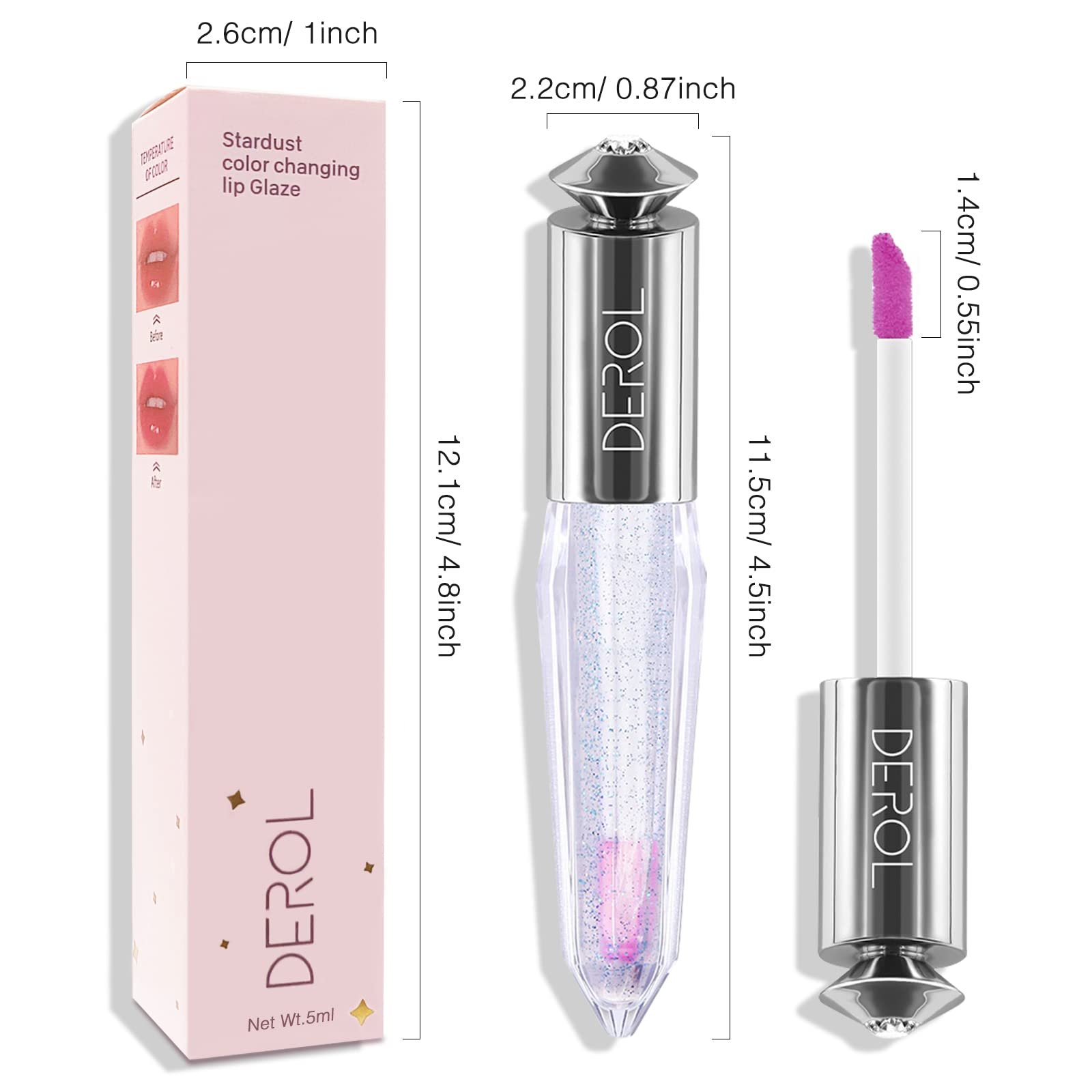 LOKFAR Color Changing Clear Liquid Blush for Cheeks and Lips, Moisturizing Multi-use Rouge Blush Gel, Magic Tinted Balm Waterproof Transparent Cream Liquid Blush, Glossy Shiny Finish Korean Blush Makeup - 5ml