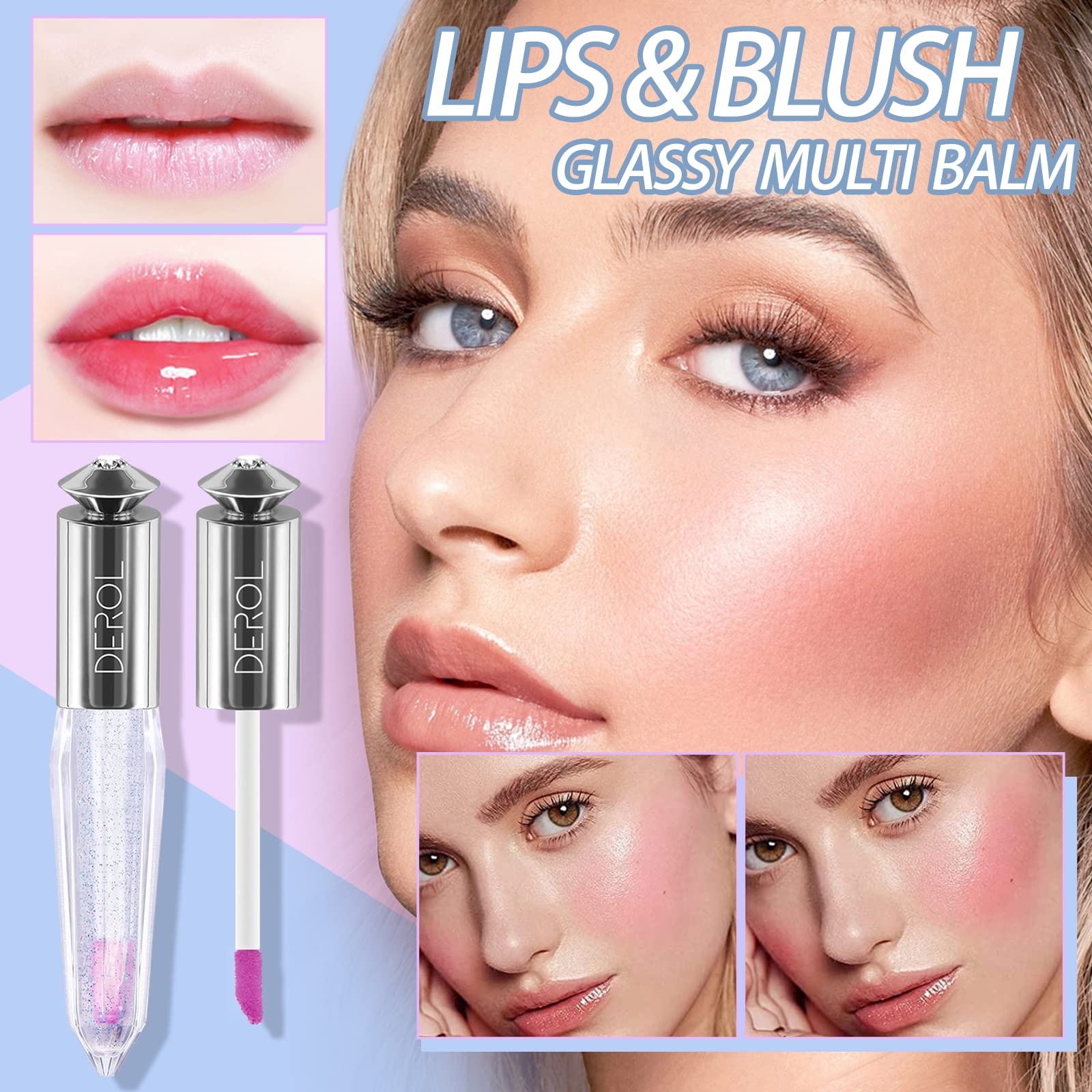 LOKFAR Color Changing Clear Liquid Blush for Cheeks and Lips, Moisturizing Multi-use Rouge Blush Gel, Magic Tinted Balm Waterproof Transparent Cream Liquid Blush, Glossy Shiny Finish Korean Blush Makeup - 5ml