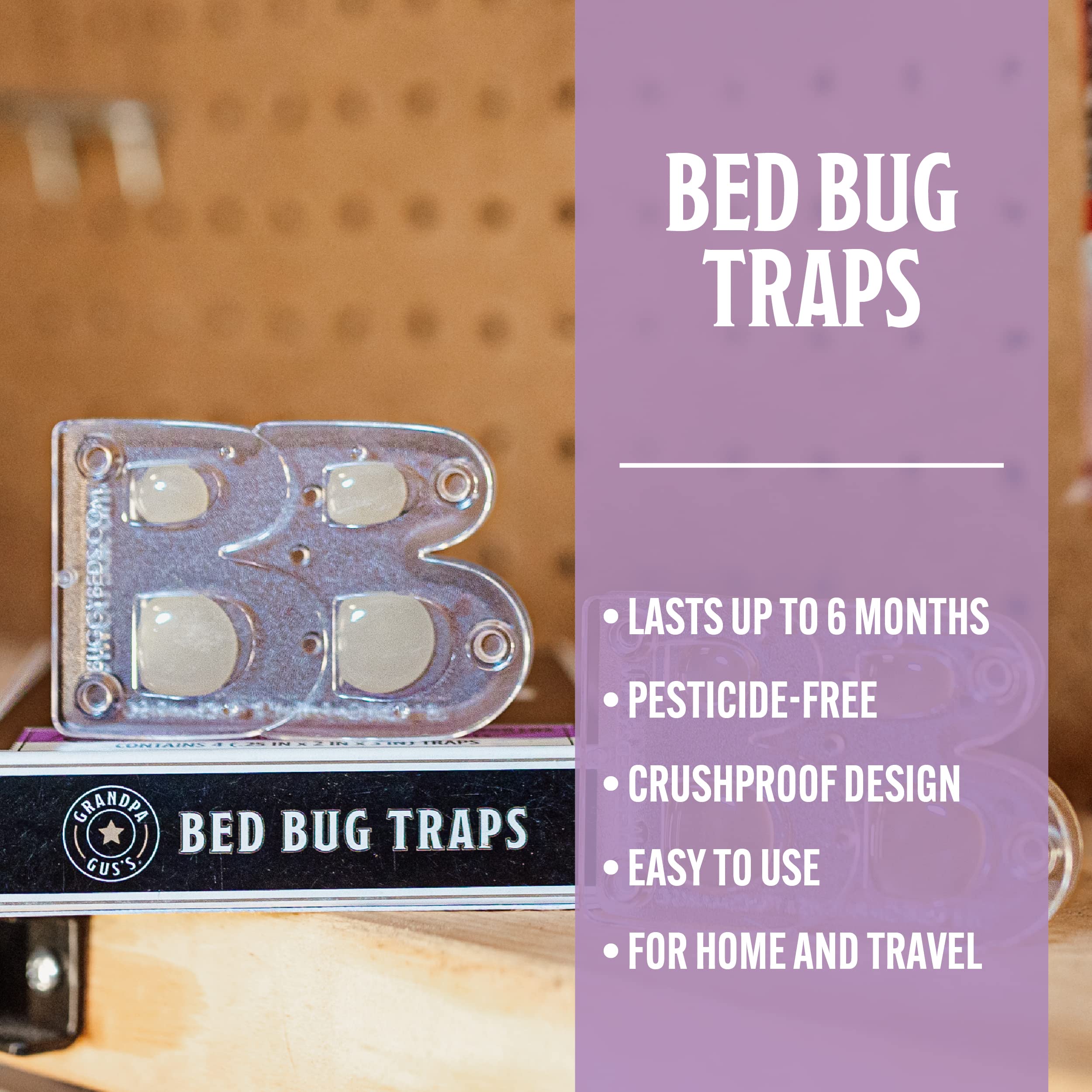Grandpa Gus's Bed Bug Glue Traps for Home & Travel, Early Detection, Lasts up to 6 Months, Small & Discreet Patented Crush-Proof Design (Pack of 12)