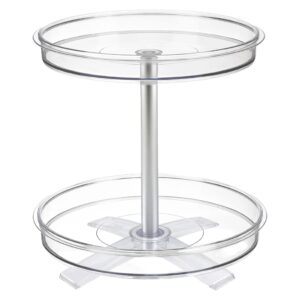 polder 2-tier spinner caddy, 365 degree turntable, clear lazy susan, under sink, cabinet or pantry storage