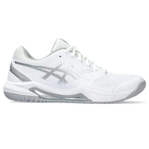 asics women's gel-dedicate 8 tennis shoes, 8, white/pure silver