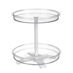 Polder 2-Tier Spinner Caddy, 365 degree turntable, clear lazy susan, under sink, cabinet or pantry storage