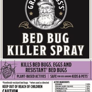 Grandpa Gus's Natural Bed Bug Killer Spray, 48 Hours Time-Release Plant-Based Actives, Kills Bed Bugs & Their Eggs, 16 fl oz