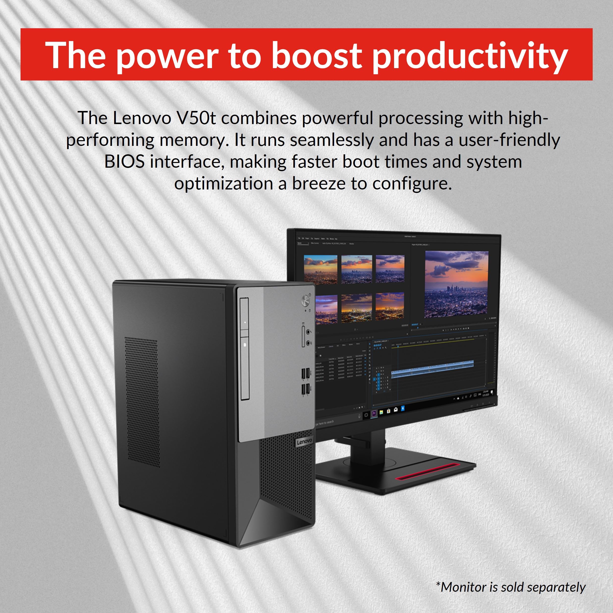 Lenovo V50T G2 Business Desktop, Intel Core i7-10700, 16GB RAM, 512GB SSD, Wi-Fi, Wired Keyboard & Mouse, SD Card Reader, DVD-RW, HDMI, DP, RJ-45, VGA, Windows 11 Pro, Black