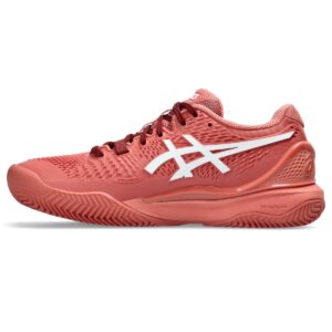 asics women's gel-resolution 9 clay tennis shoes, 10.5, light garnet/white