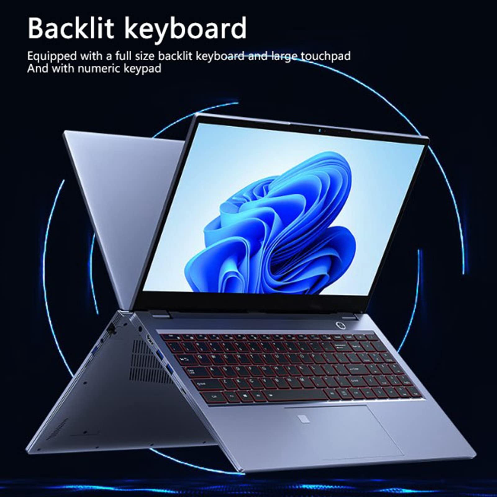 ciciglow 15.6in Laptop, Slim Laptop with Fingerprint Unlock, 8GB RAM 1TB SSD, for Intel I7 CPU, 6 Cores and 12 Threads, 1920x1080 HD Screen, for Windows 10, 8000mAh