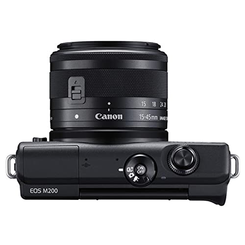 Canon EOS M200 Mirrorless Camera w/EF-M 15-45mm f/3.5-6.3 is STM Lens + EF 75-300mm f/4-5.6 III Lens + 420-800mm f/8.3 HD Lens + 2X 64GB Memory, Case, Microphone, Tripod, More (35pc Bundle)
