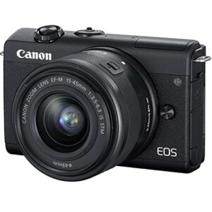 Canon EOS M200 Mirrorless Camera w/EF-M 15-45mm f/3.5-6.3 is STM Lens + EF 75-300mm f/4-5.6 III Lens + 420-800mm f/8.3 HD Lens + 2X 64GB Memory, Case, Microphone, Tripod, More (35pc Bundle)