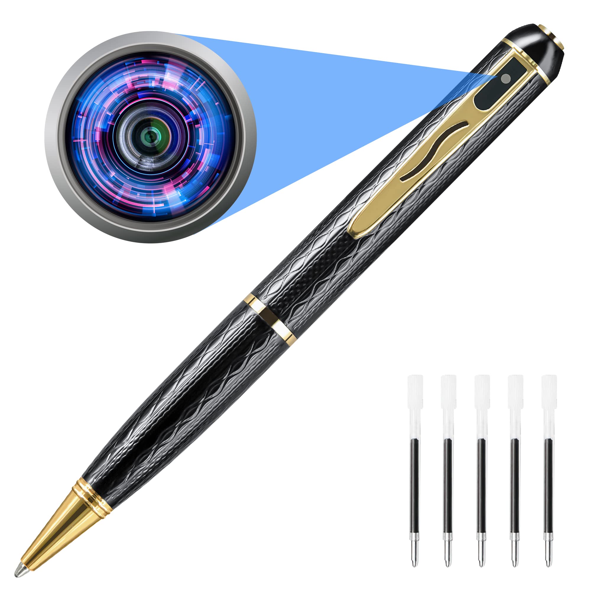 1080P Hidden Camera Pen, Mini Camera Built-in 64GB Memory, 240mins Long Battery Life, Loop-Working Nanny Cam, Portable Security Camera for Business, Conference, Learning.