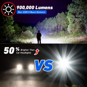 LED Flashlights High Lumens Rechargeable, 900000 Lumens Super Bright Flash Light Brightest Flashlight, 3 Modes IPX7 Waterproof, High Powered Tactical Flashlights for Camping Emergencies (2 Pack)