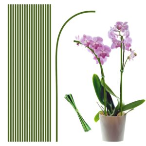 plant stakes,20pcs plant sticks,garden green bendable single stem plant support stakes for indoor and outdoor plants,potted plants,flowers orchid peony rose-18 inches