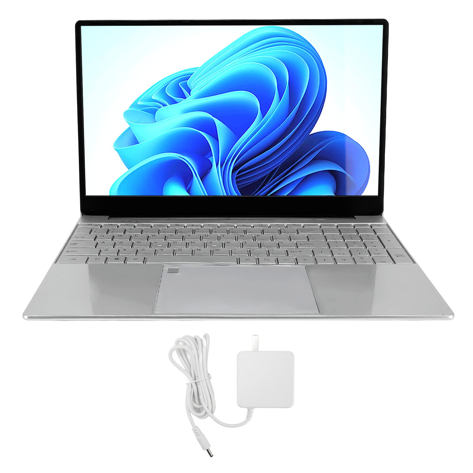 Jectse 15.6in Laptop, 12GB RAM 512GB ROM, Quad Core for Intel N5105 CPU Notebook Computer with Fingerprint Reader and Keypad, 2K HD IPS Screen, 7000mAh Battery for Windows 10, Silver