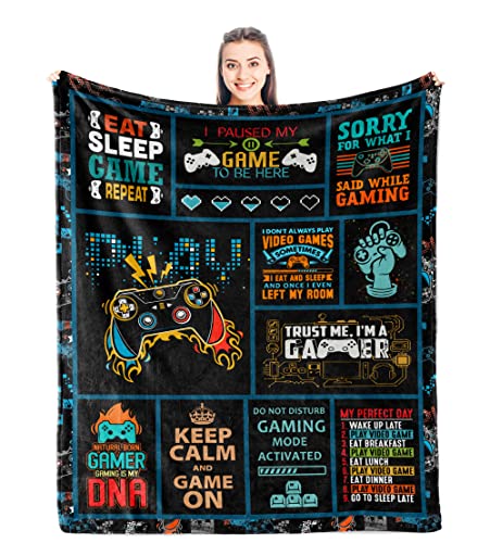 Punofell Gifts for Teenage Boys/Girls - Teen Boy Gifts - Game Room Decor for Adults - Gaming Decor for Boys Room - Best Gaming Gifts - Gamer Gifts - Video Game Gifts - Gamer Blanket 50" x 40"