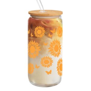 sunflower gift for women - birthday gift for women - sunflower cup with lid and straw, best friend birthday gift, gift for mother day sending sunshine inspirational gift for female sisters friends