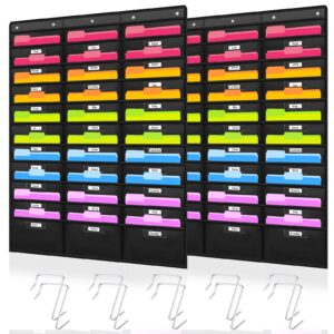 2 pack heavy duty storage pocket chart wall folder organizer with 60 nametag pockets 10 hangers included for file folders paper magazine organizer for home classroom office