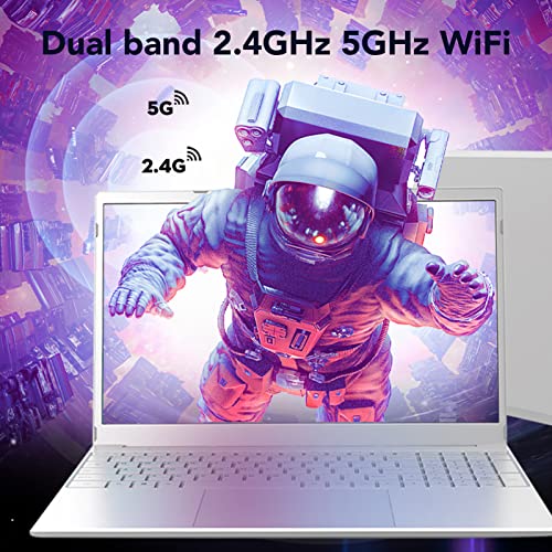 Jectse 15.6in Laptop, 12GB RAM 512GB ROM, Quad Core for Intel N5105 CPU Notebook Computer with Fingerprint Reader and Backlit Keypad, 2K HD IPS Screen, 7000mAh for Windows 10, Silver