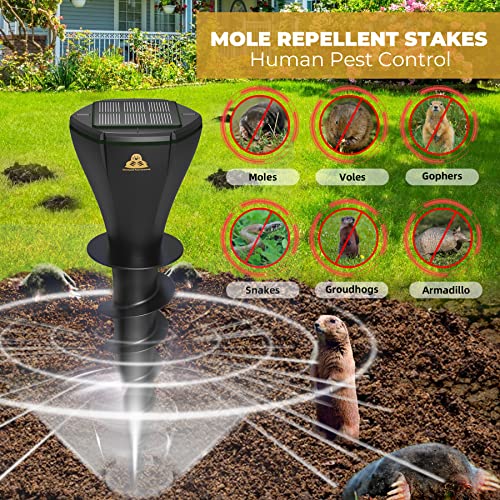 Solar Powered Mole Repellent For Lawns, Screw Shaped Snake Repellent Simulates Low Frequency Seismic Waves for Effective Pest Control, Drive Away Snakes Gophers Moles Voles And Other Underground Pests