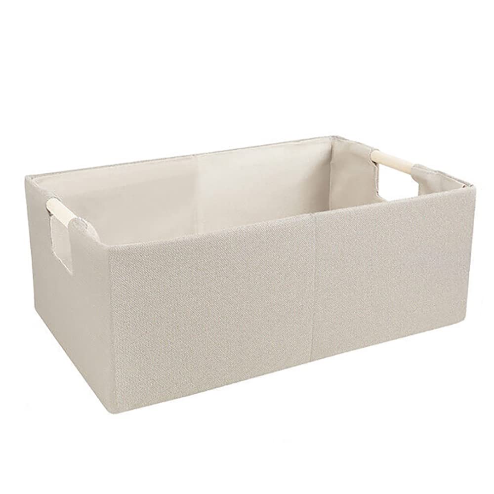 Storage Basket Wood Handle Fabric Foldable Table Top Storage Box Clothes, Underwear, Sundries Storage Basket Book Storage Basket Rectangular