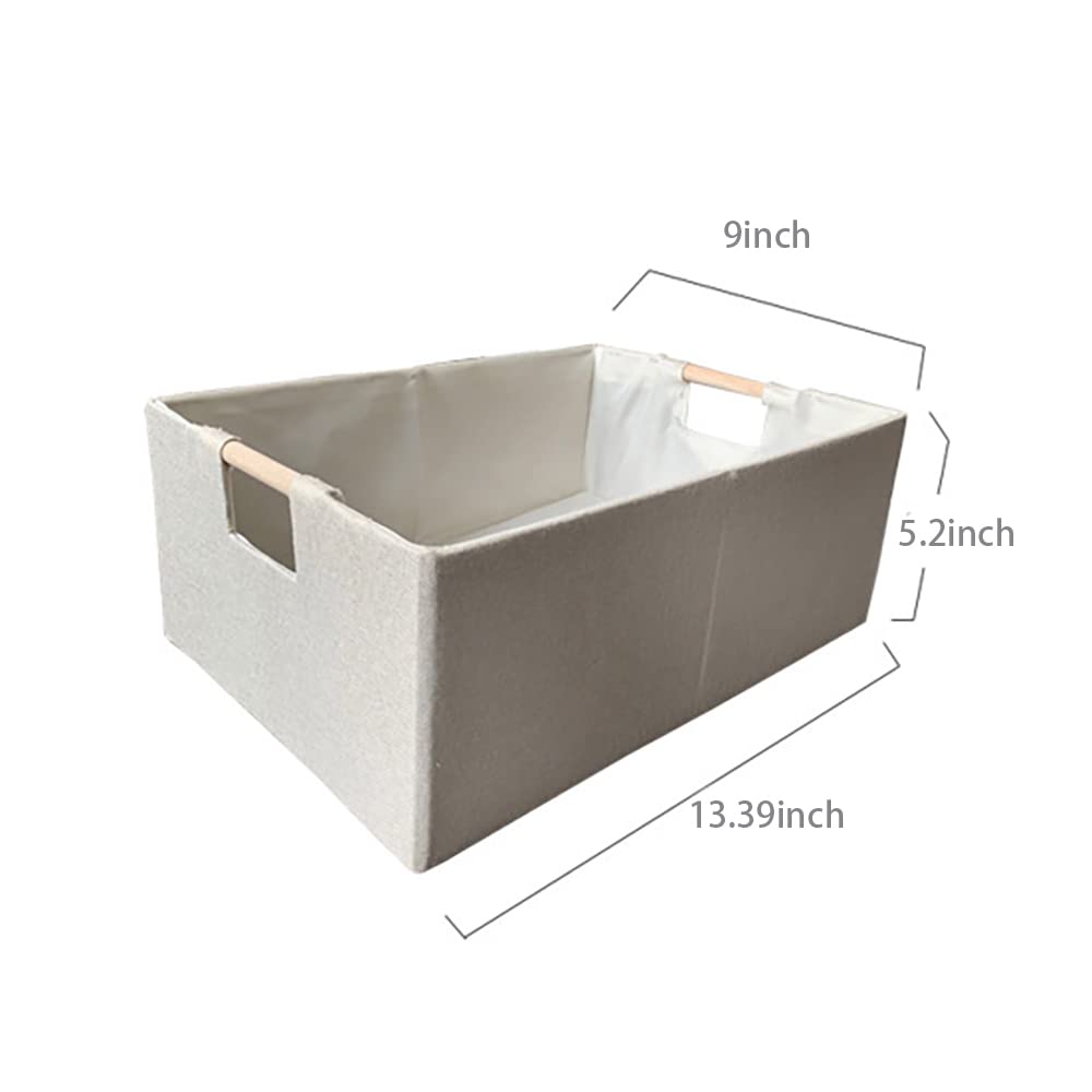 Storage Basket Wood Handle Fabric Foldable Table Top Storage Box Clothes, Underwear, Sundries Storage Basket Book Storage Basket Rectangular