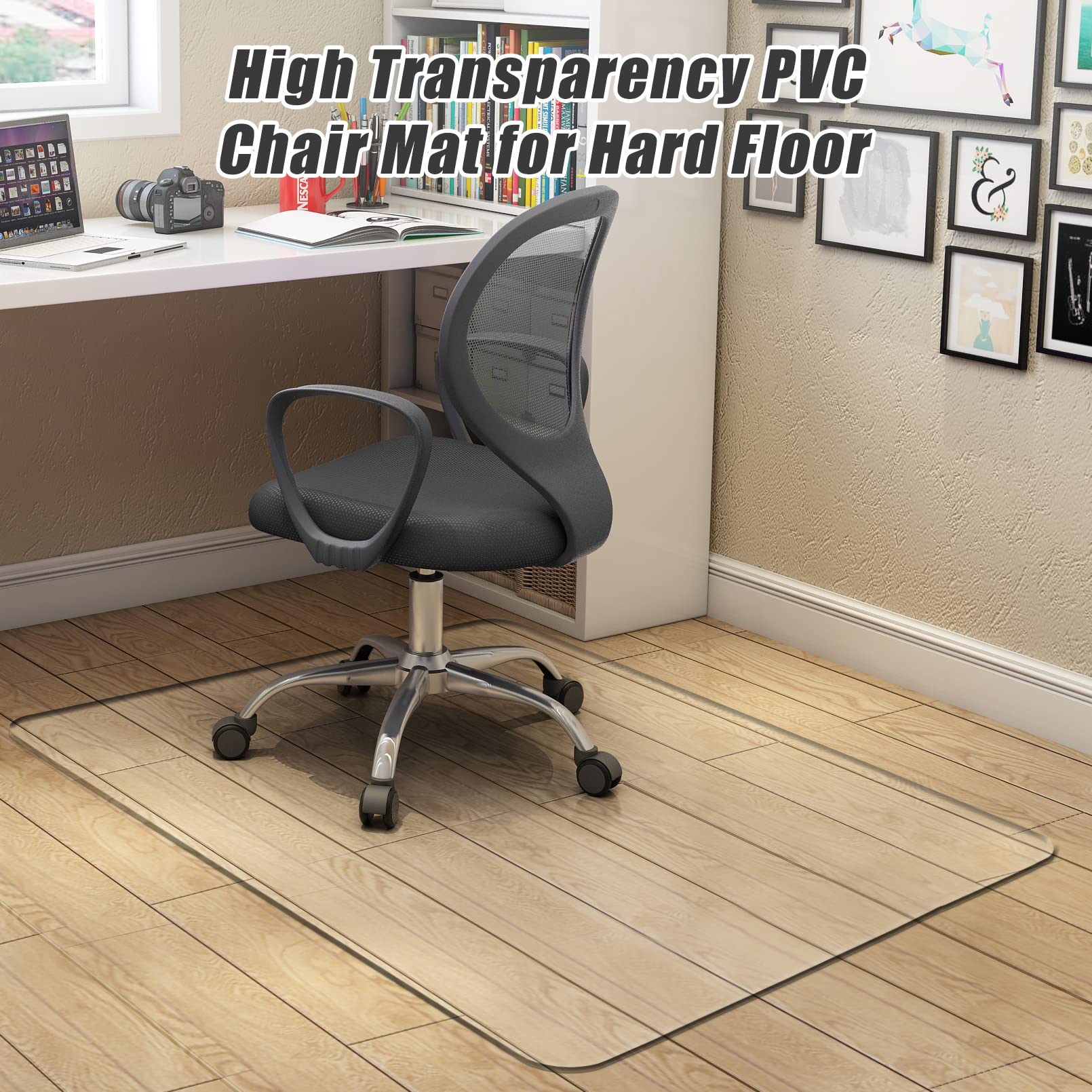 Nctoberows Clear Chair Mat for Hard Floor, 1/5" Thick 36" x 48" PVC Desk Chair Mat - Heavy Duty Floor Protector for Office & Home, Easy to Clean