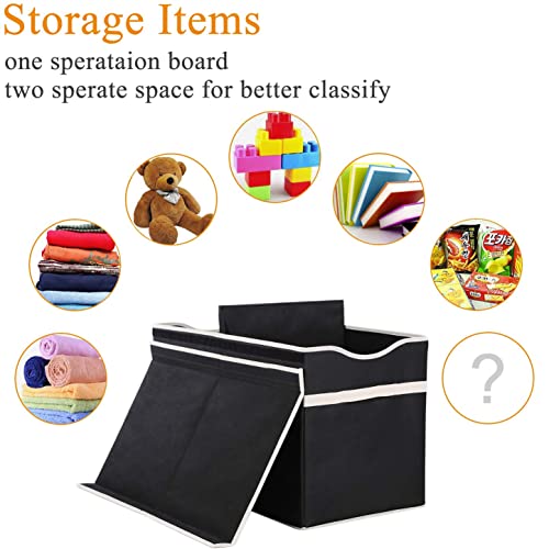 VICTOR'S Kids Toy Box Chest Extra Large Lightweight Collapsible Toy Stanizer Boxes Bins Baskets with Flip-Top Lid & Handles for Kids, Boys, Girls, Nursery Room, Playroom, 27"x14" x16" (Black)