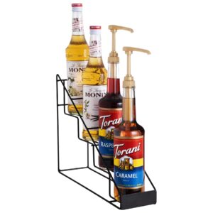 mustry coffee syrup rack for coffee bar accessories, fits with torani and monin syrup, coffee bar organizer holds 4 bottles