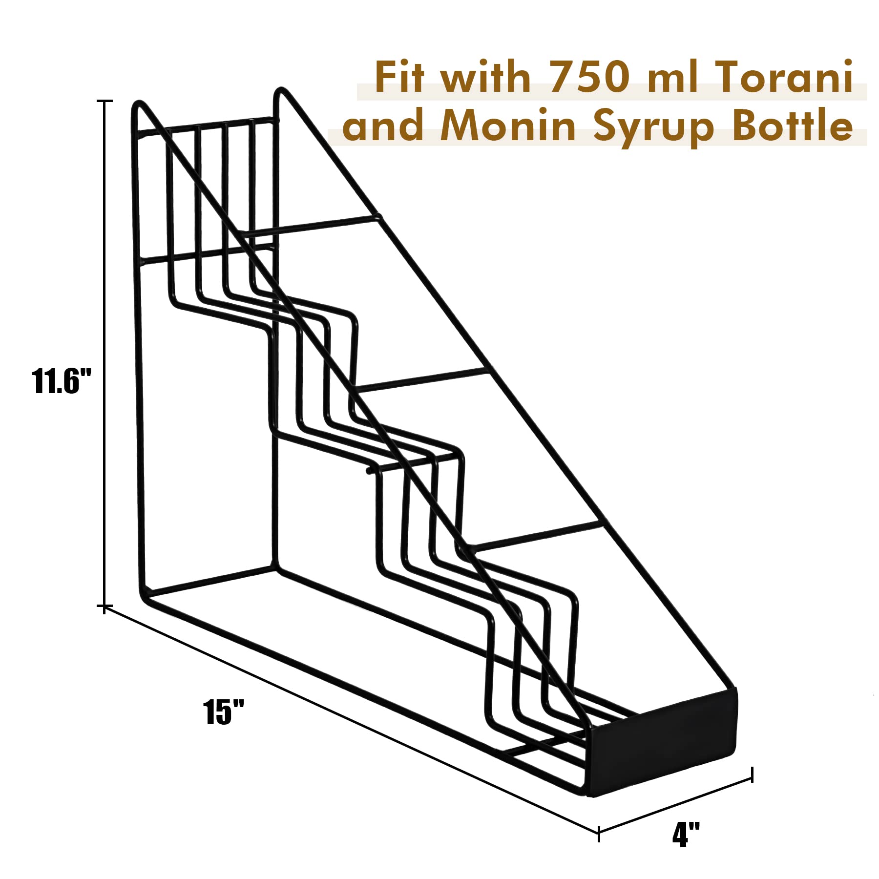 Mustry Coffee Syrup Rack for Coffee Bar Accessories, Fits with Torani and Monin Syrup, Coffee Bar Organizer Holds 4 Bottles