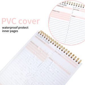 To Do List Pad Daily Schedule Planner Priority Goals Notepad Undated 6.5 ”x 9.8” PVC Cover,Twin-Wire Binding Personal Organizer for Appointment (4 Pack)